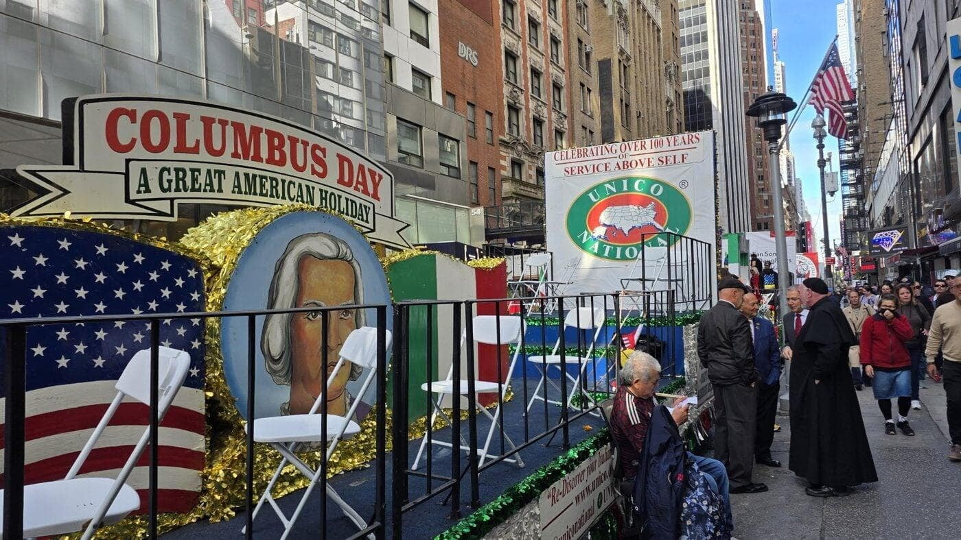 Columbus Day Parade Day on 47th Street: Where the Parade Begins
